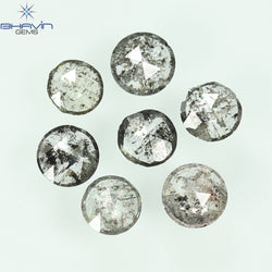 0.55 CT/7 Pcs Round Rose Cut Shape Natural Loose Diamond Salt And Pepper Color I3 Clarity (3.26 MM)