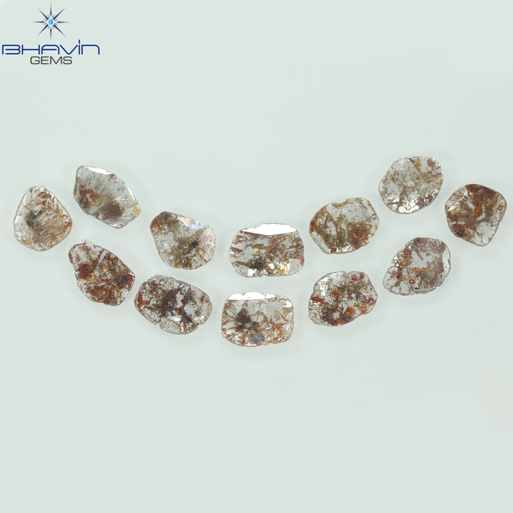 4.35 CT/12 Pcs Slice Shape Natural Loose Diamond Brown Color I3 Clarity (8.34 MM)