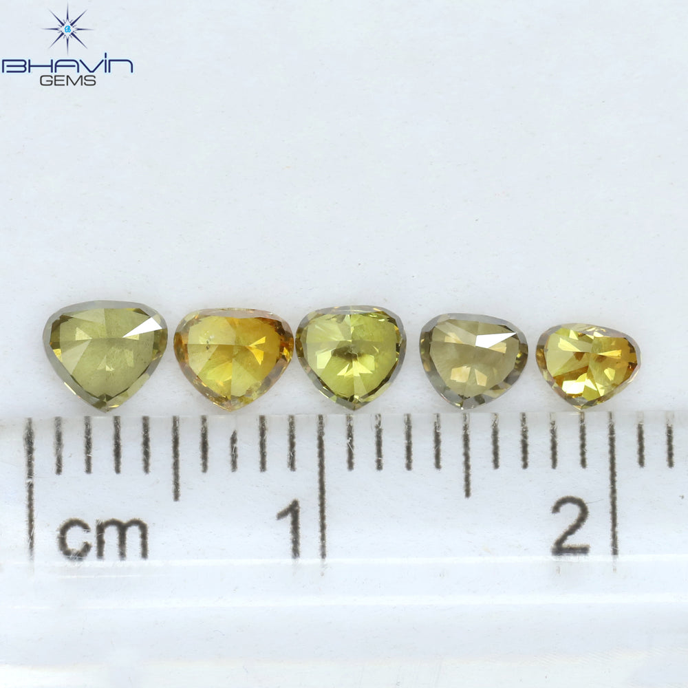 1.20 CT/5 Pcs Heart Shape Natural Diamond Mix Color SI Clarity (3.95 MM)