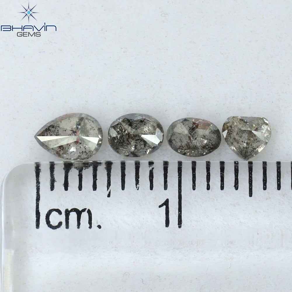 0.86 CT/4 PCS Mix Shape Natural Diamond Salt And Pepper Color I3 Clarity (4.86 MM)