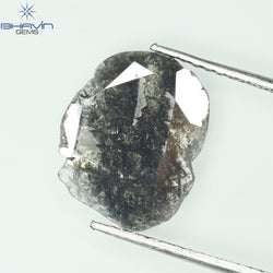 1.69 CT Slice Shape Natural Diamond Salt And Pepper Color I3 Clarity (12.46 MM)