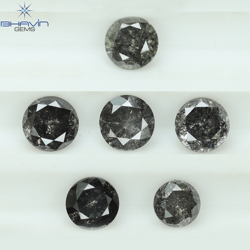 1.00 CT/6 Pcs Round Shape Natural Loose Diamond Salt And pepper Color I3 Clarity (3.52 MM)