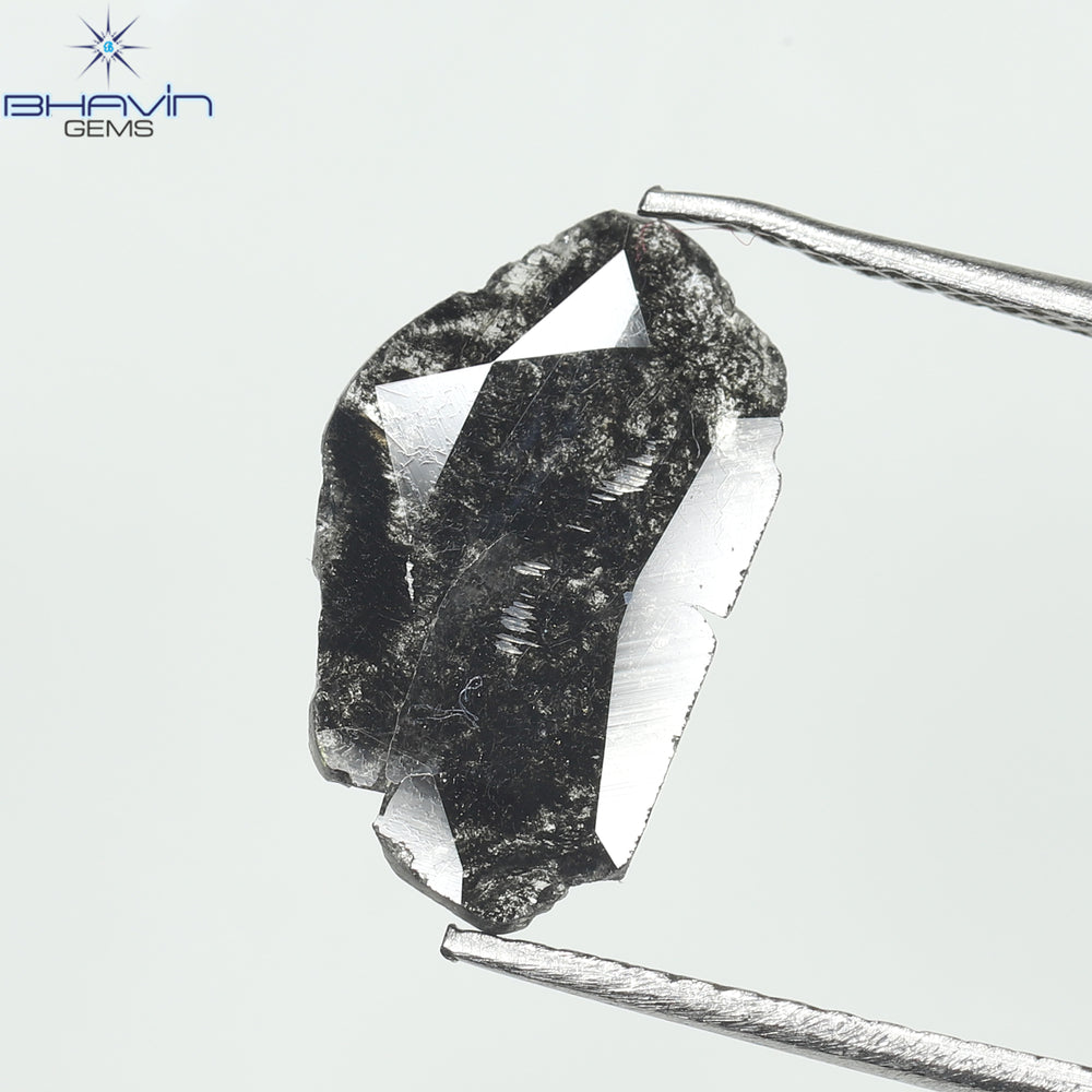 1.12 CT Slice Shape Natural Diamond Salt And Pepper Color I3 Clarity (13.00 MM)
