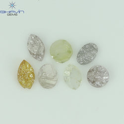 0.59 CT /7 Pcs Uncut Shape Mix Natural Loose Diamond I3 Clarity (4.25 MM)