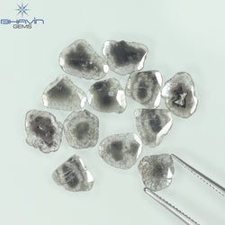 4.05 CT/12 Pcs Slice Shape Natural Diamond Salt And Pepper Color I3 Clarity (8.26 MM)