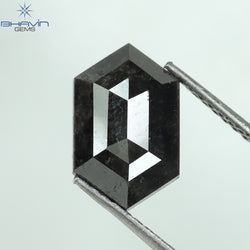 2.37 CT Hexagon Shape Natural Loose Diamond Natural Black(Salt And Pepper) Color I3 Clarity (11.66 MM)