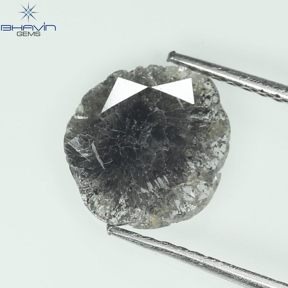0.89 CT Slice Shape Natural Diamond Salt And Pepper Color I3 Clarity (9.81 MM)