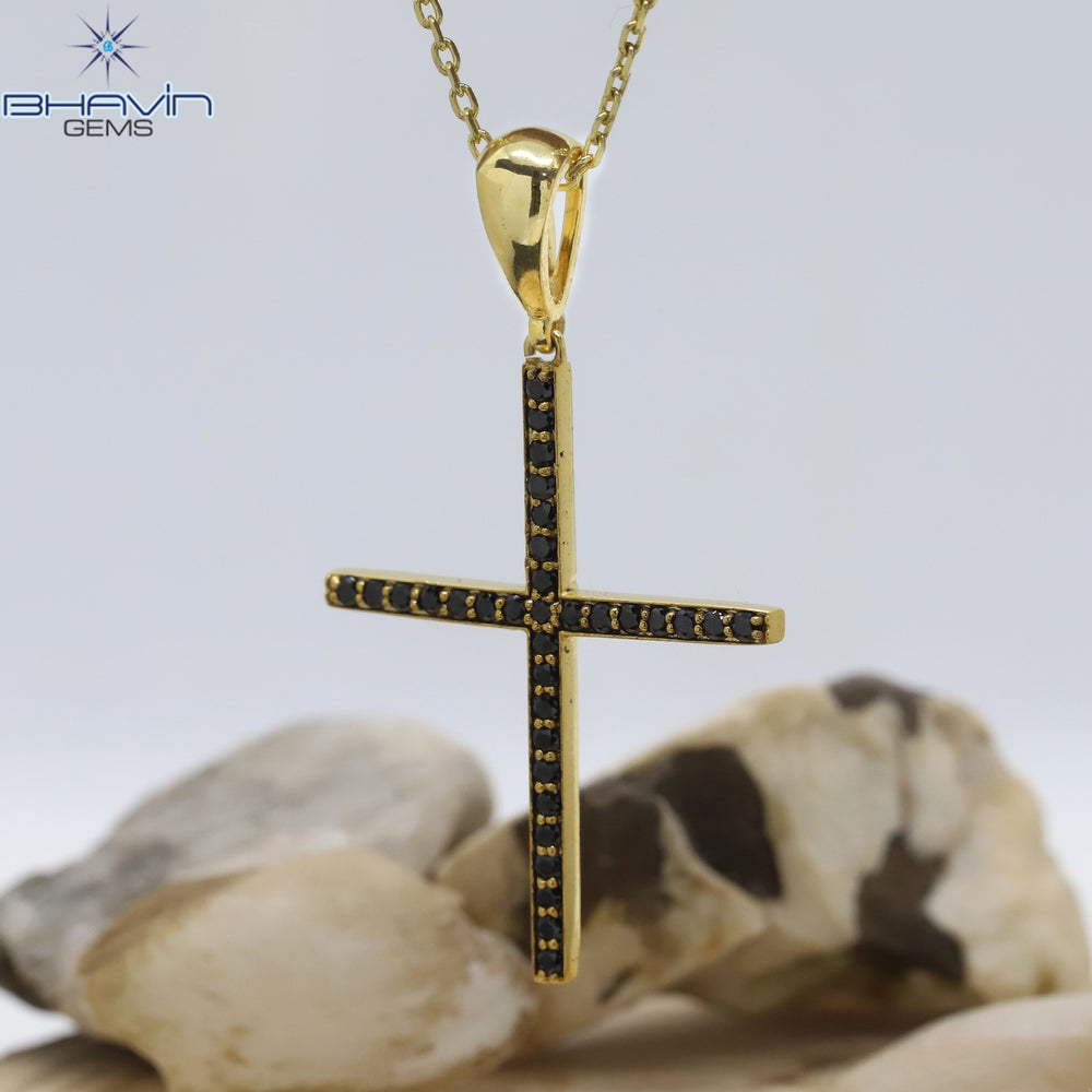 Diamond Pendant, Round Diamond, Black Diamond, Yellow Gold Pendant, Bridal Necklace, Pendant