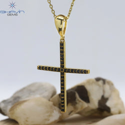 Diamond Pendant, Round Diamond, Black Diamond, Yellow Gold Pendant, Bridal Necklace, Pendant