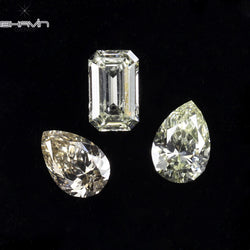 0.59 CT/3 PCS Pear-Emerald Shape Natural Diamond White Color VS-SI Clarity (4.77 MM)
