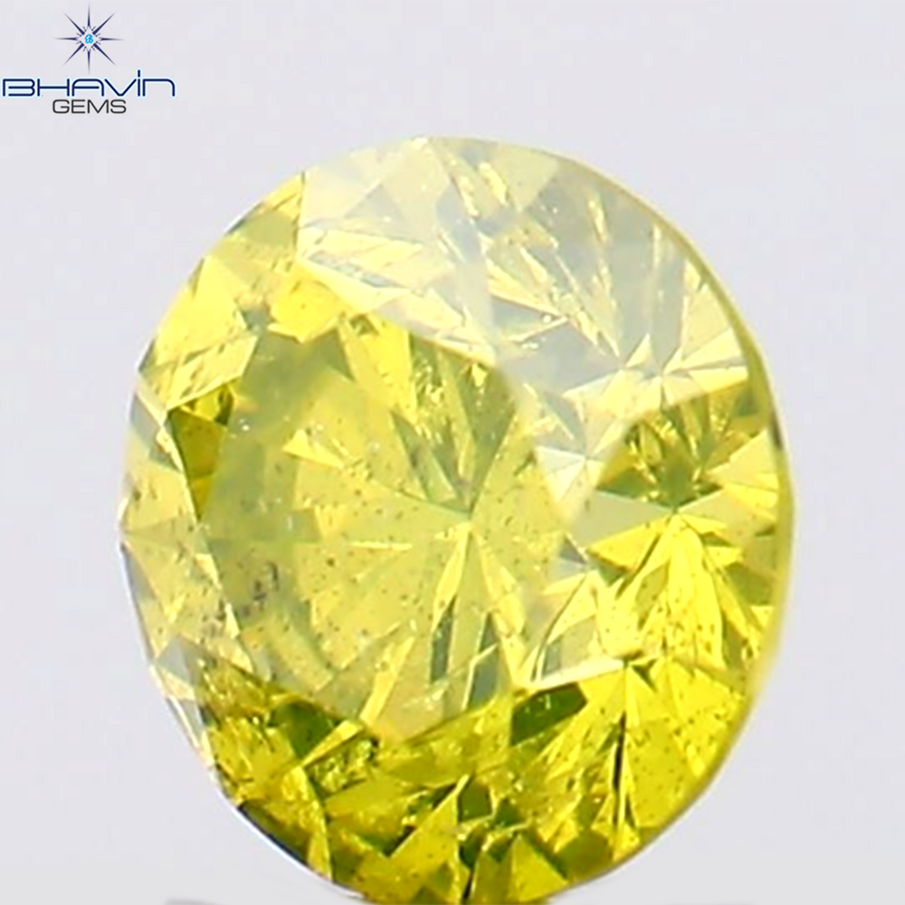 0.15 CT Round Shape Natural Diamond Green Yellow Color SI2 Clarity (3.33 MM)