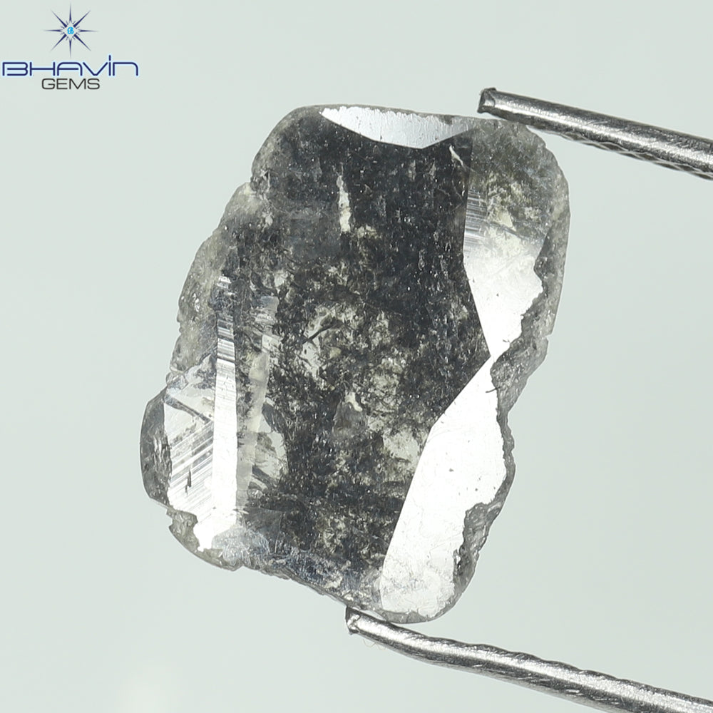 1.45 CT Slice Shape Natural Diamond Salt And Pepper Color I3 Clarity (12.20 MM)