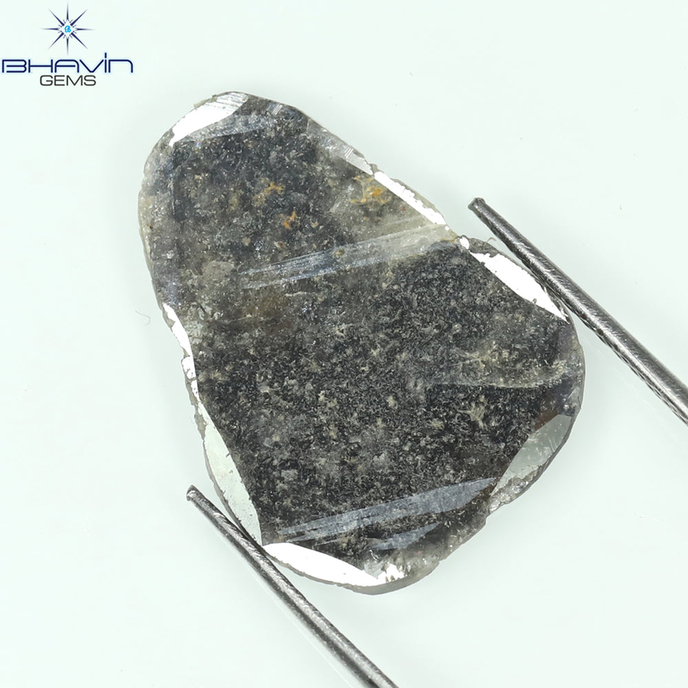 3.28 CT Slice Shape Natural Diamond Black (Salt And Pepper) Color I3 Clarity (19.36 MM)