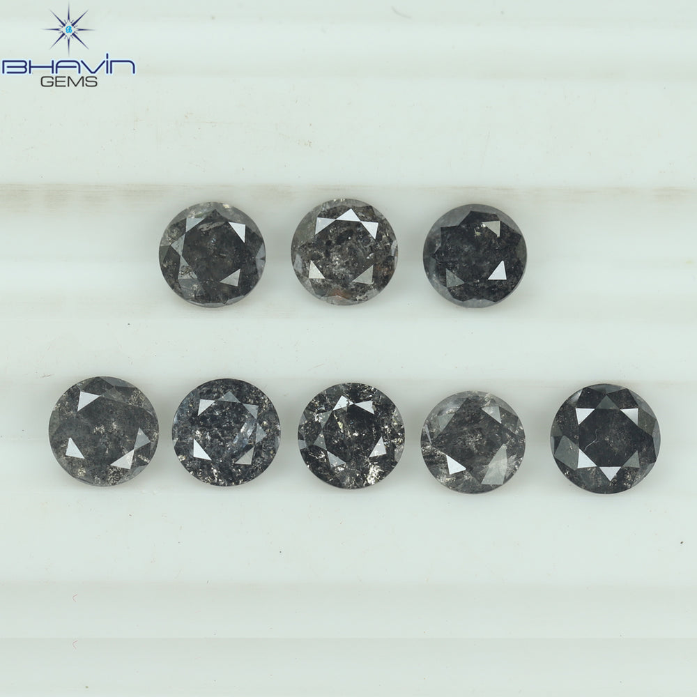 1.84 CT/8 Pcs Round Shape Natural Loose Diamond Salt And pepper Color I3 Clarity (3.82 MM)