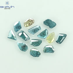 0.99 CT/13 Pcs Slice Shape Natural Diamond Blue Yellow Color I3 Clarity (4.73 MM)