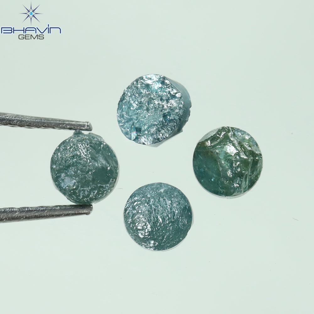 1.05 CT、ノーカット ポルキ シェイプ、天然ダイヤモンド、ブルー カラー、I3 クラリティ (5.42 MM)