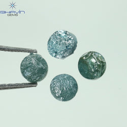 1.05 CT、ノーカット ポルキ シェイプ、天然ダイヤモンド、ブルー カラー、I3 クラリティ (5.42 MM)