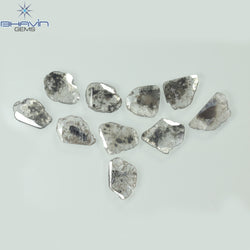 3.64 CT/10 Pcs Slice Shape Natural Diamond Salt And Pepper Color I3 Clarity (9.10 MM)