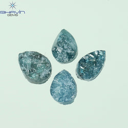 0.82 CT /4 Pcs Pear Rough Shape Blue Color Natural Loose Diamond I3 Clarity (4.45 MM)