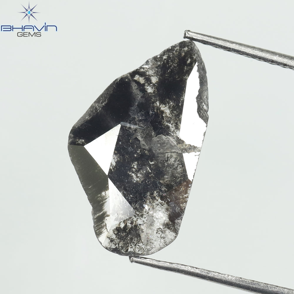 1.76 CT Slice Shape Natural Diamond Salt And Pepper Color I3 Clarity (14.15 MM)