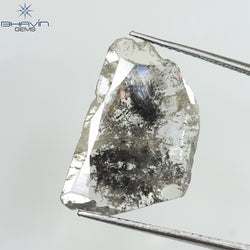 3.42 CT Slice Shape Natural Diamond Salt And Pepper Color I3 Clarity (18.84 MM)