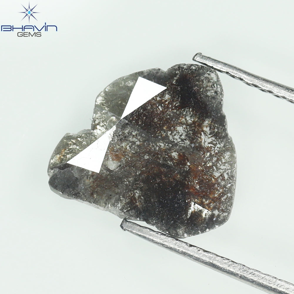 1.05 CT Slice Shape Natural Diamond Salt And Pepper Color I3 Clarity (11.60 MM)