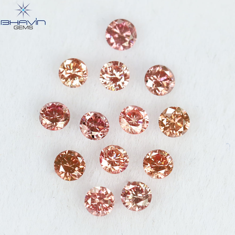 0.33 CT/13 ピース ラウンド シェイプ ナチュラル ルース ダイヤモンド ピンク カラー SI クラリティ (1.90 MM)