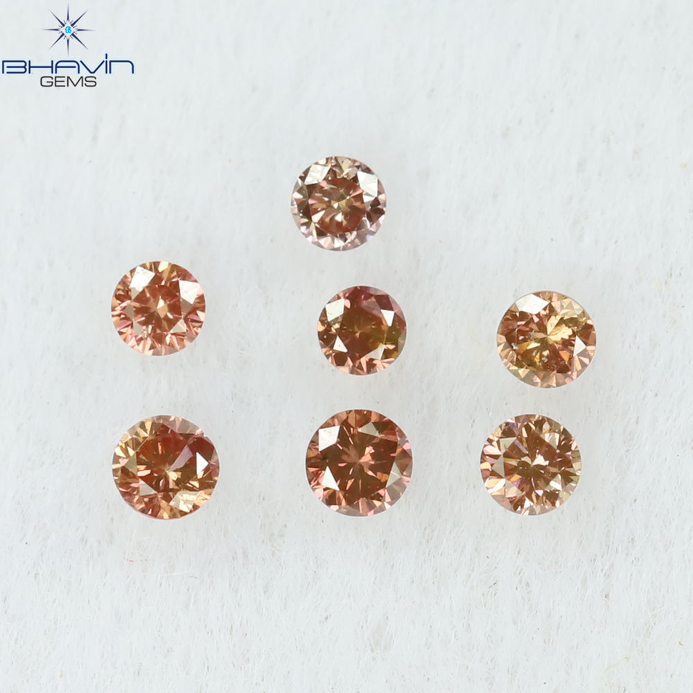 0.08 CT/7 Pcs Round Shape Natural Loose Diamond Pink Color SI Clarity (1.50 MM)