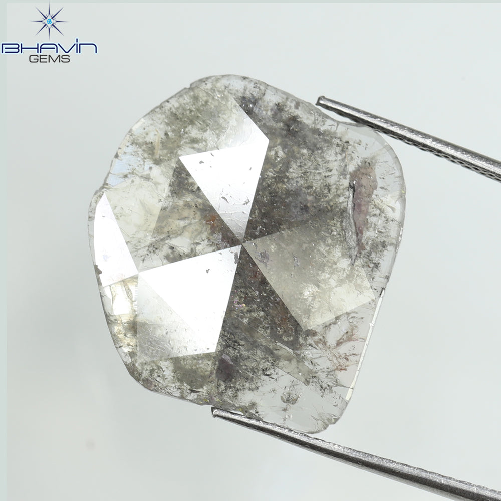 5.25 CT Slice Shape Natural Diamond Salt And Pepper Color I3 Clarity (18.23 MM)