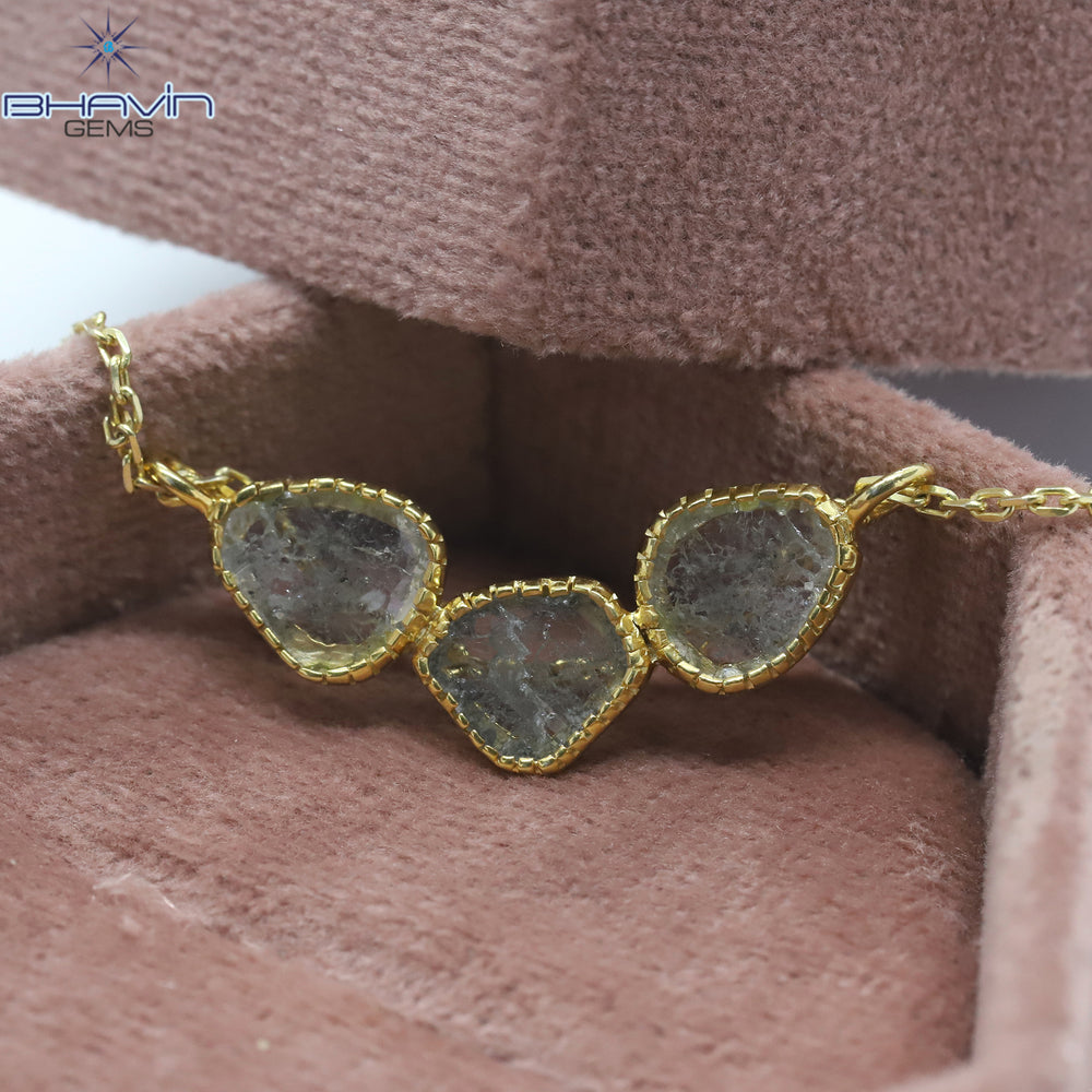 Diamond Pendant, Slice Diamond, Salt And Pepper Diamond, Yellow Gold Pendant, Bridal Necklace, Pendant