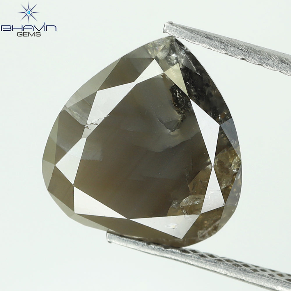 3.02 CT Pear Shape Natural Loose Diamond Brown Color I3 Clarity (10.25 MM)