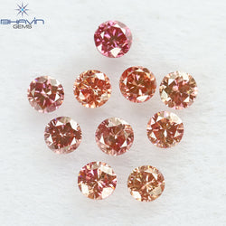 0.42 CT/10 個 ラウンド シェイプ ナチュラル ルース ダイヤモンド ピンク カラー SI クラリティ (2.25 MM)