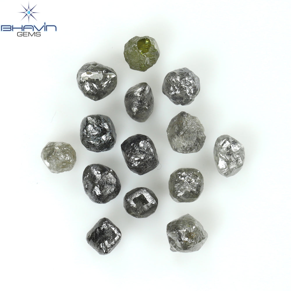 5.16 CT/14 PCS Rough Shape Salt And Pepper Color Natural Diamond I3 Clarity (4.09 MM)