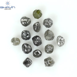 5.16 CT/14 PCS Rough Shape Salt And Pepper Color Natural Diamond I3 Clarity (4.09 MM)