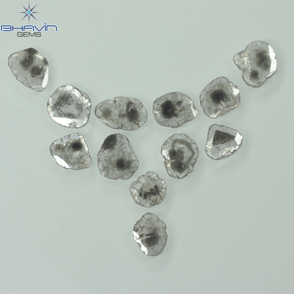 2.46 CT/12 Pcs Slice Shape Natural Diamond Salt And Pepper Color I3 Clarity (7.09 MM)