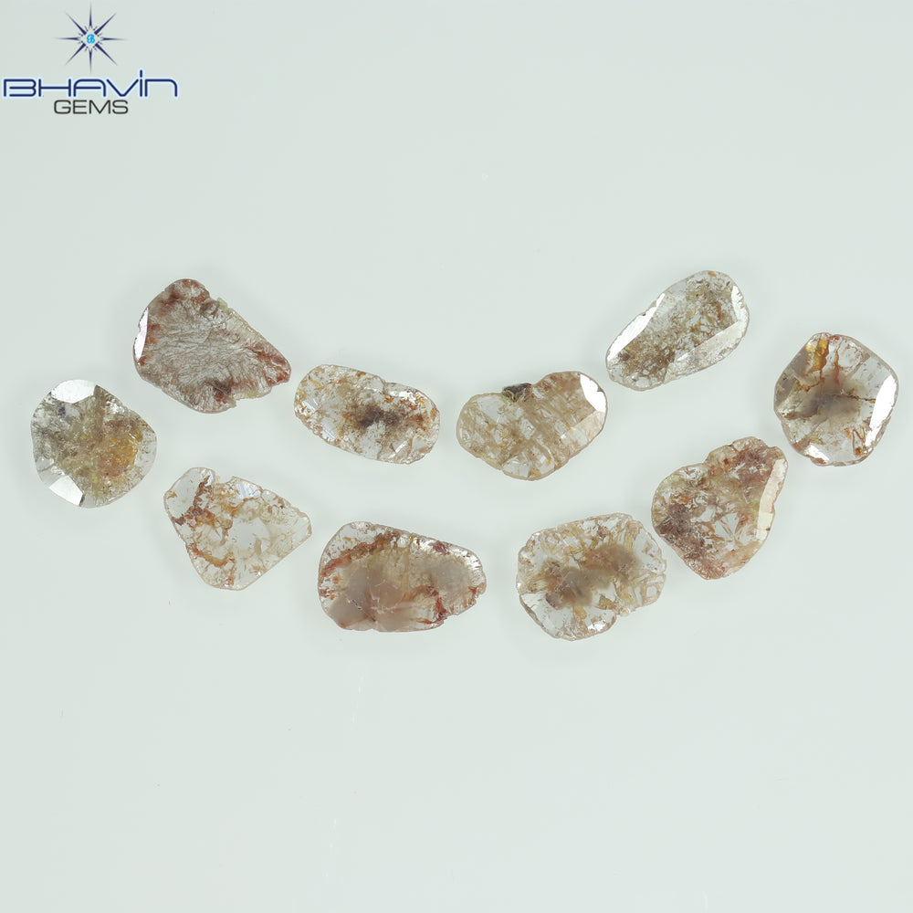 3.81 CT/10 Pcs Slice Shape Natural Loose Diamond Brown Color I3 Clarity (9.41 MM)