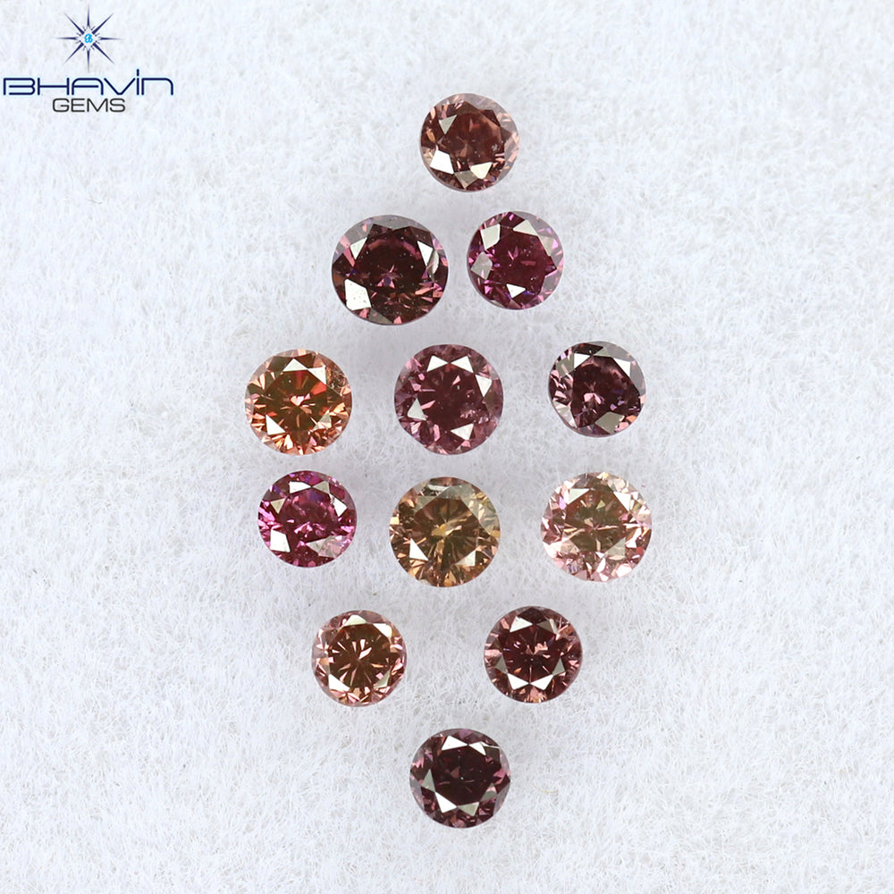 0.22 CT/12 Pcs Round Shape Natural Loose Diamond Pink Color VS-SI Clarity (1.75 MM)