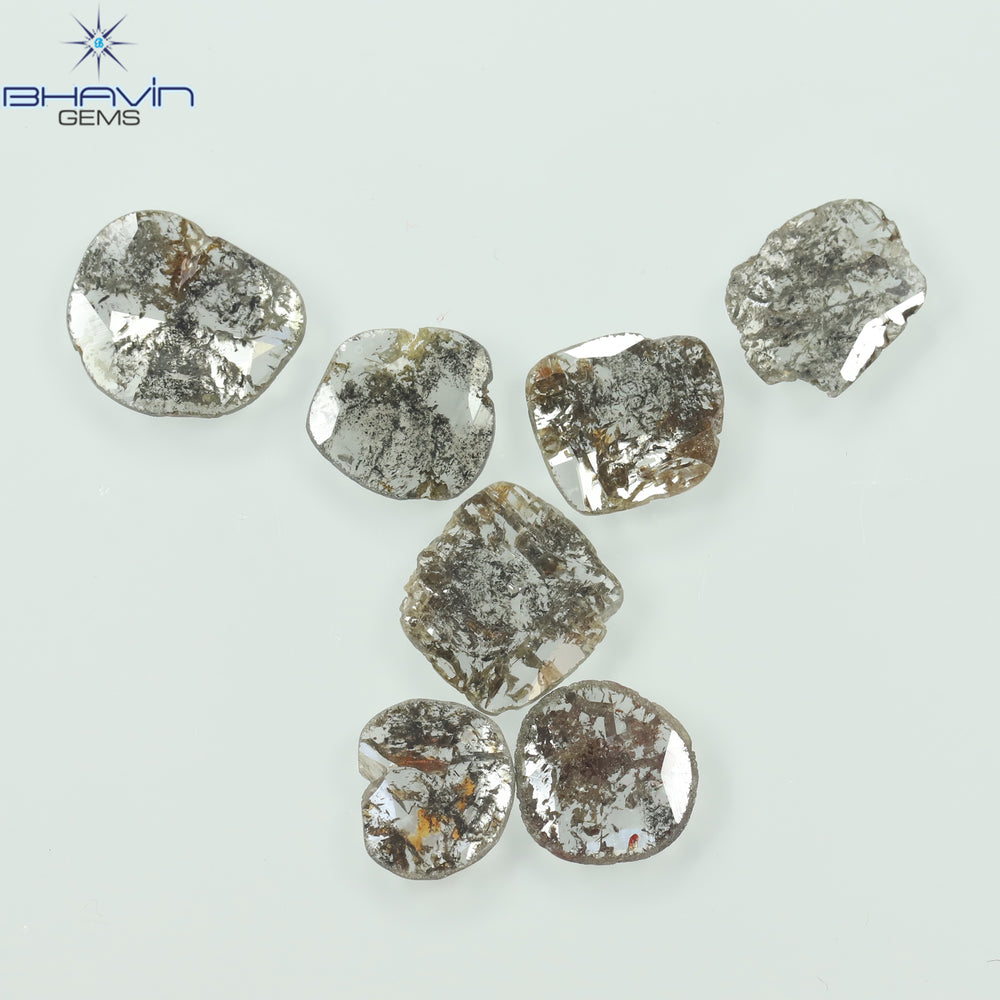 3.09 CT/7 PCS Slice Shape Natural Diamond Salt And Pepper Color I3 Clarity (8.88 MM)