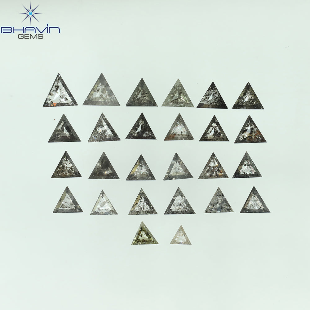 2.84 CT/45 Pcs Triangle Shape Natural Loose Diamond Salt And Pepper Color I3 Clarity (2.80 MM)