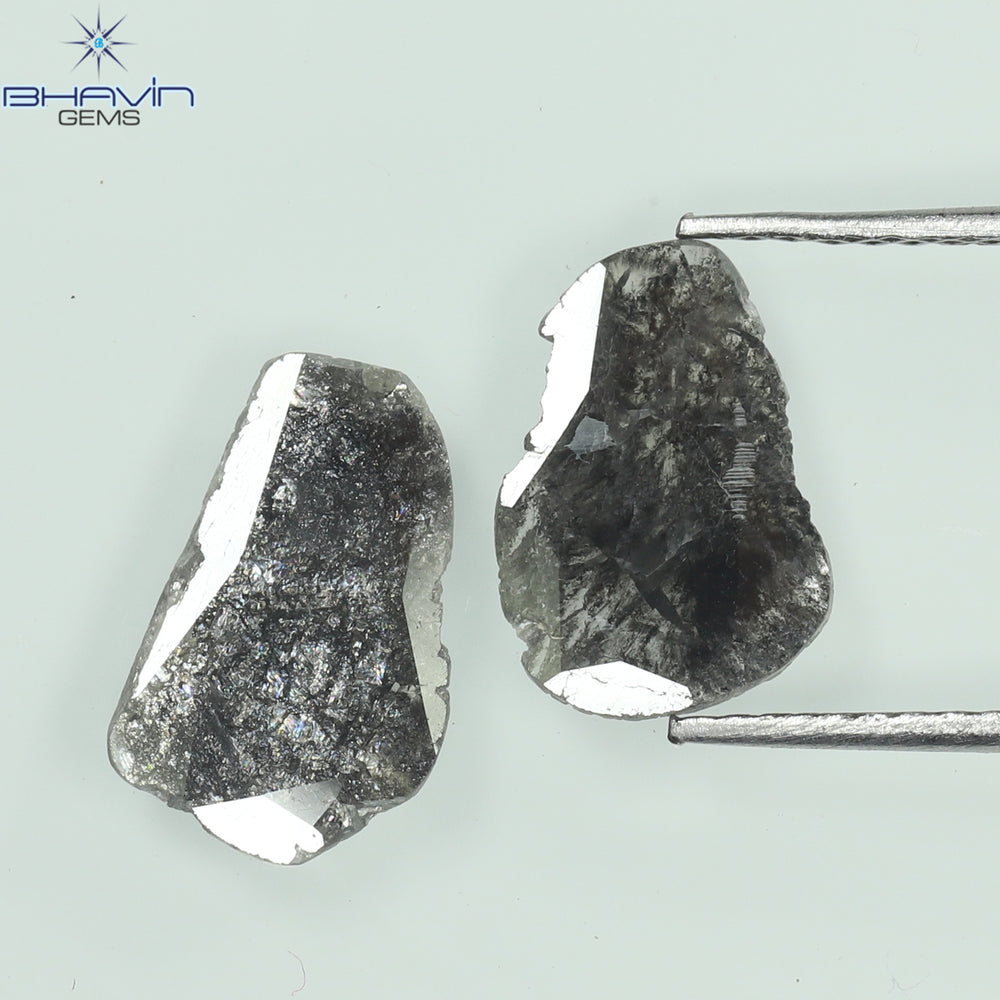 1.60 CT Slice Shape Natural Diamond Salt And Pepper Color I3 Clarity (11.19 MM)