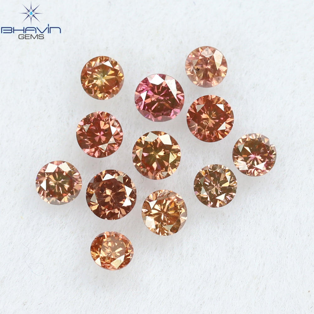 0.44 CT/12 ピース ラウンド シェイプ ナチュラル ルース ダイヤモンド ピンク カラー VS-SI クラリティ (2.25 MM)