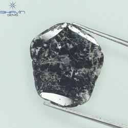 3.79 CT Slice Shape Natural Diamond Salt And Pepper Color I3 Clarity (17.00 MM)