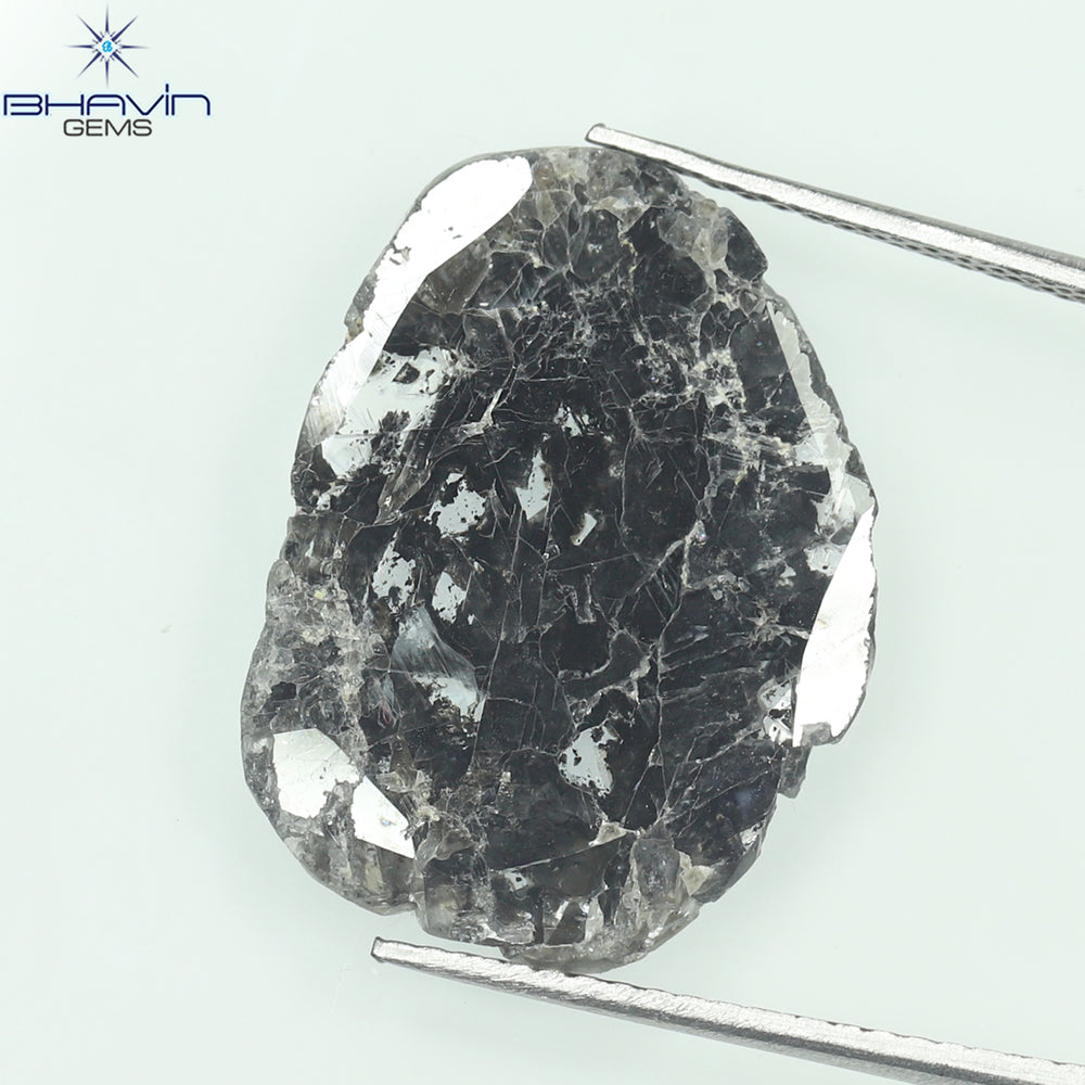 5.84 CT Slice Shape Natural Diamond Salt And Pepper Color I3 Clarity (20.50 MM)