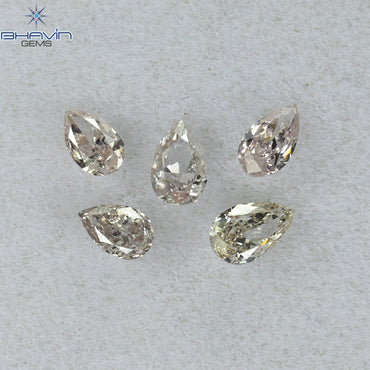 0.35 CT/5 Pcs Pear Shape Natural Diamond Pink Color SI Clarity (3.76 MM)