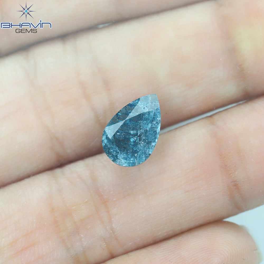 0.73 CT Pear Shape Natural Diamond Blue Color I3 Clarity (10.72 MM)