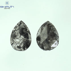 1.01 CT/2 Pcs Pear Slice Shape Natural Diamond Salt And Pepper Color I3 Clarity (8.17 MM)