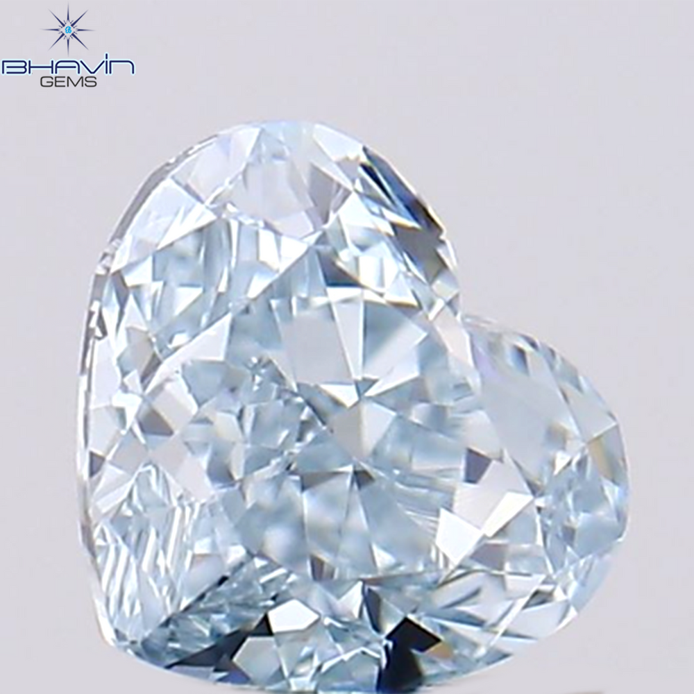 0.44 CT Heart Shape Natural Diamond Enhanced Greenish Blue Color VS1 Clarity (4.50 MM)