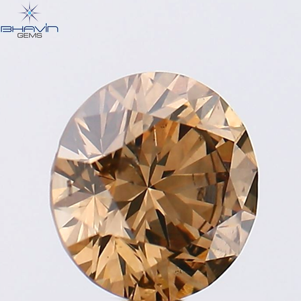 1.02 CT Round Shape Natural Diamond Brown Color SI Clarity (6.35 MM)