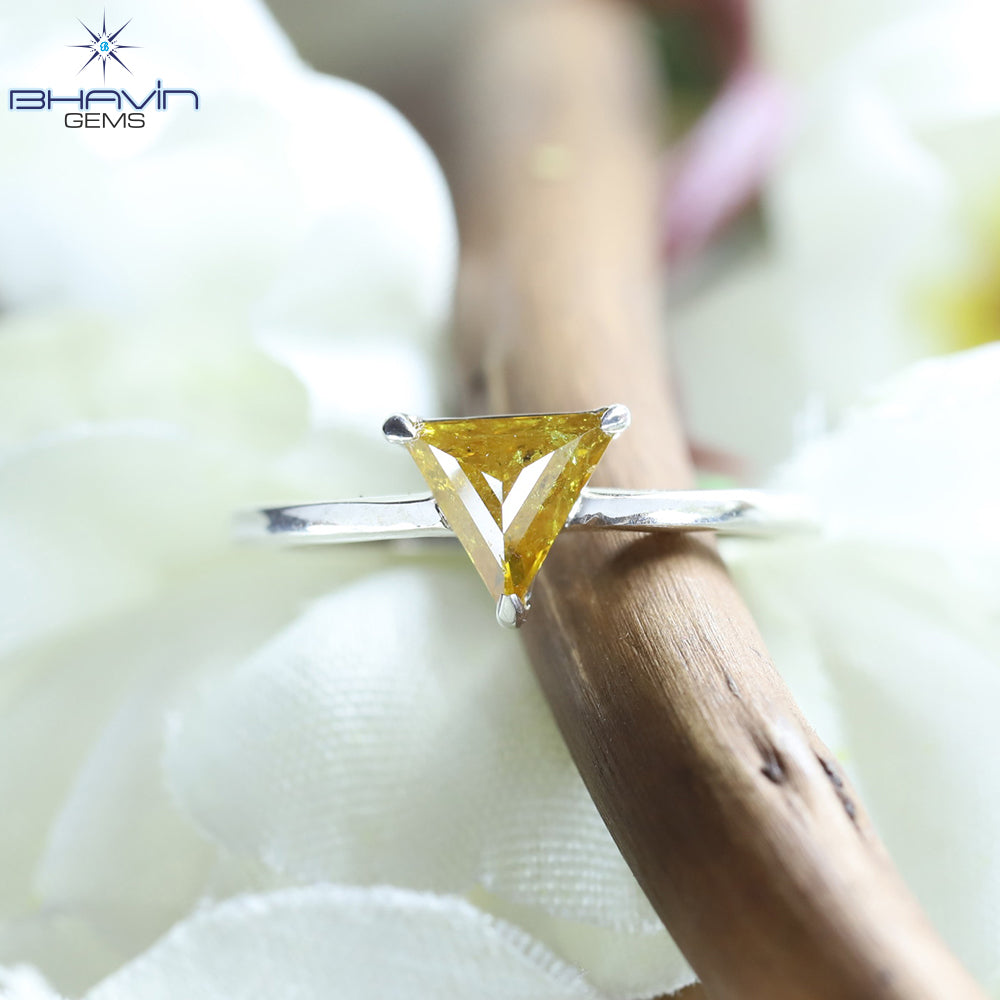 Triangle Diamond, Natural Diamond Ring, Salt And pepper Diamond, Gold Ring, Engagement Ring, Wedding Ring, Diamond Ring