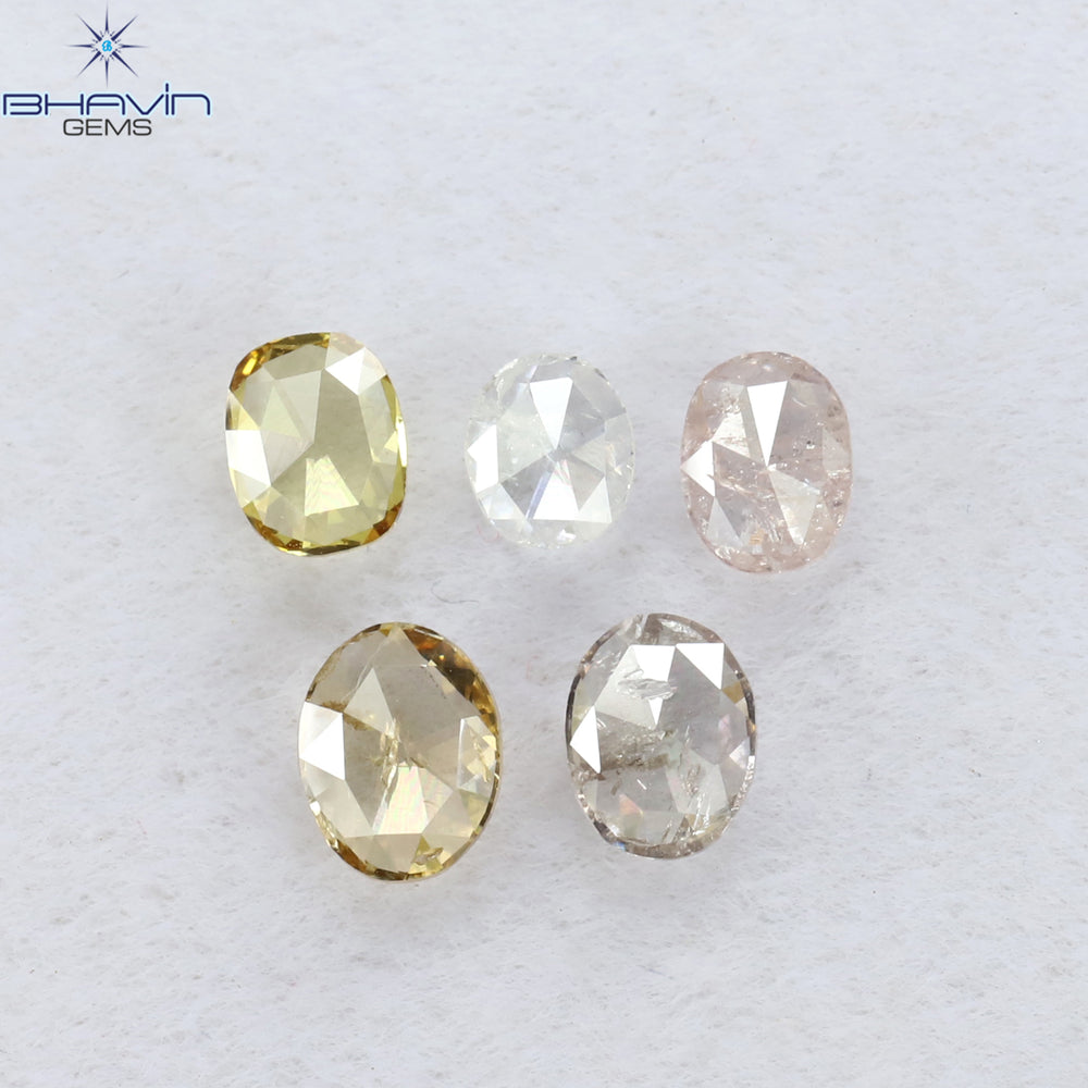 0.50 CT/5 Pcs Oval Shape Natural Diamond Mix Color SI2 Clarity (4.00 MM)